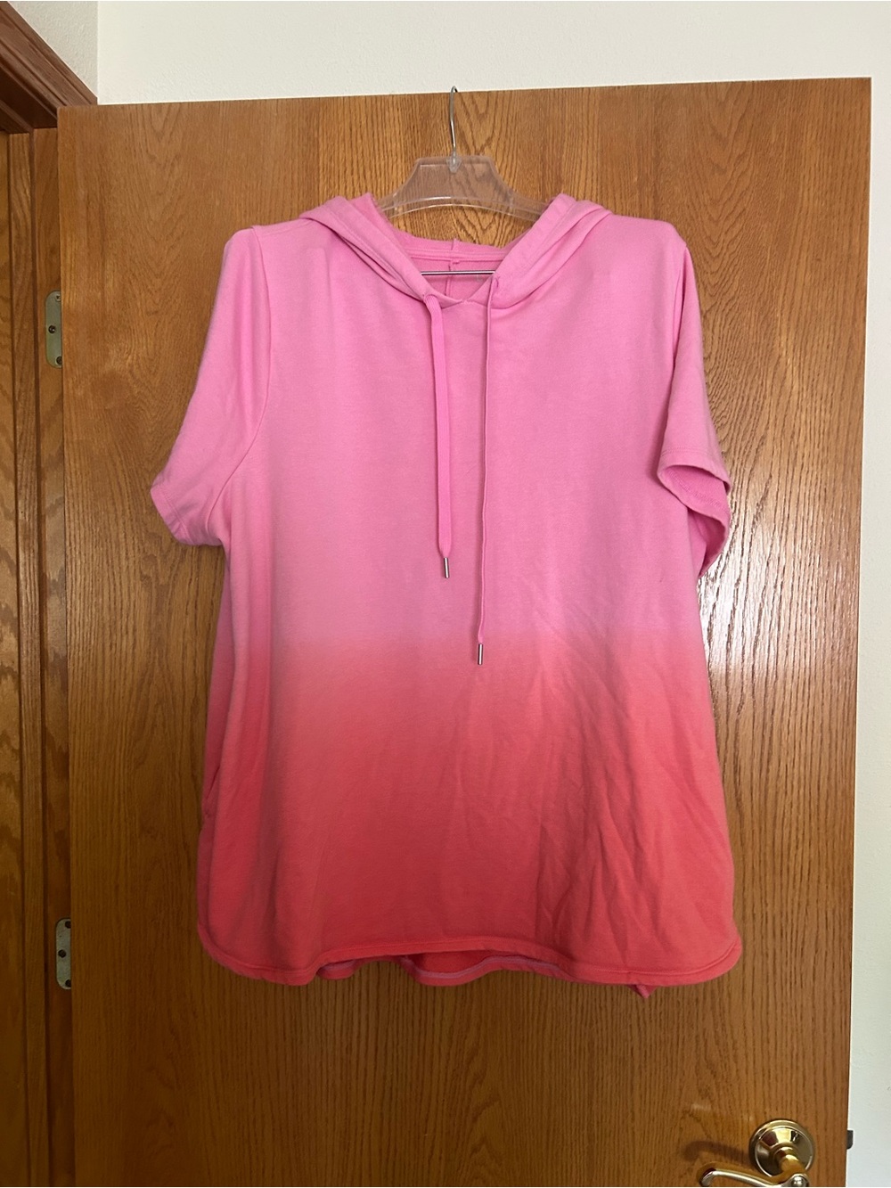 Livi Active Pink Ombre Hooded Short-Sleeve Top Size 22/24